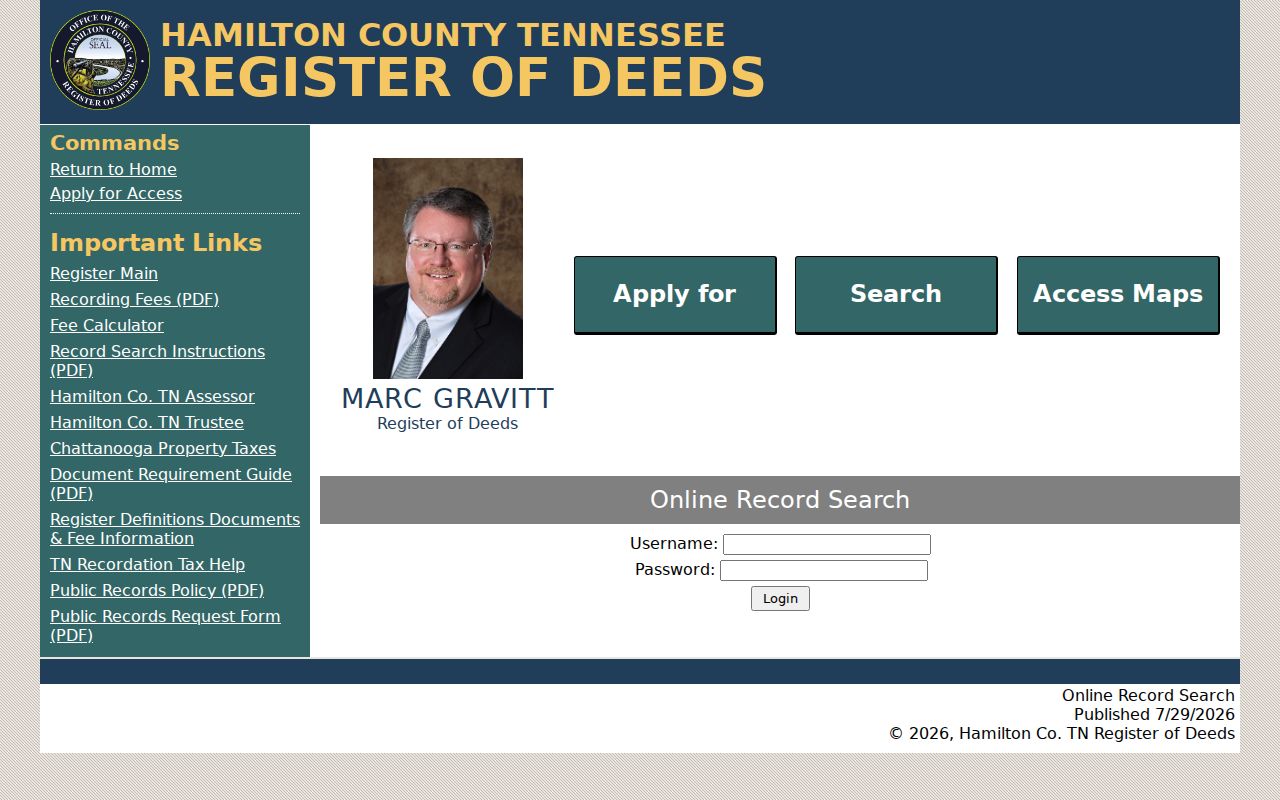 East Ridge public records account login for Hamilton deed index