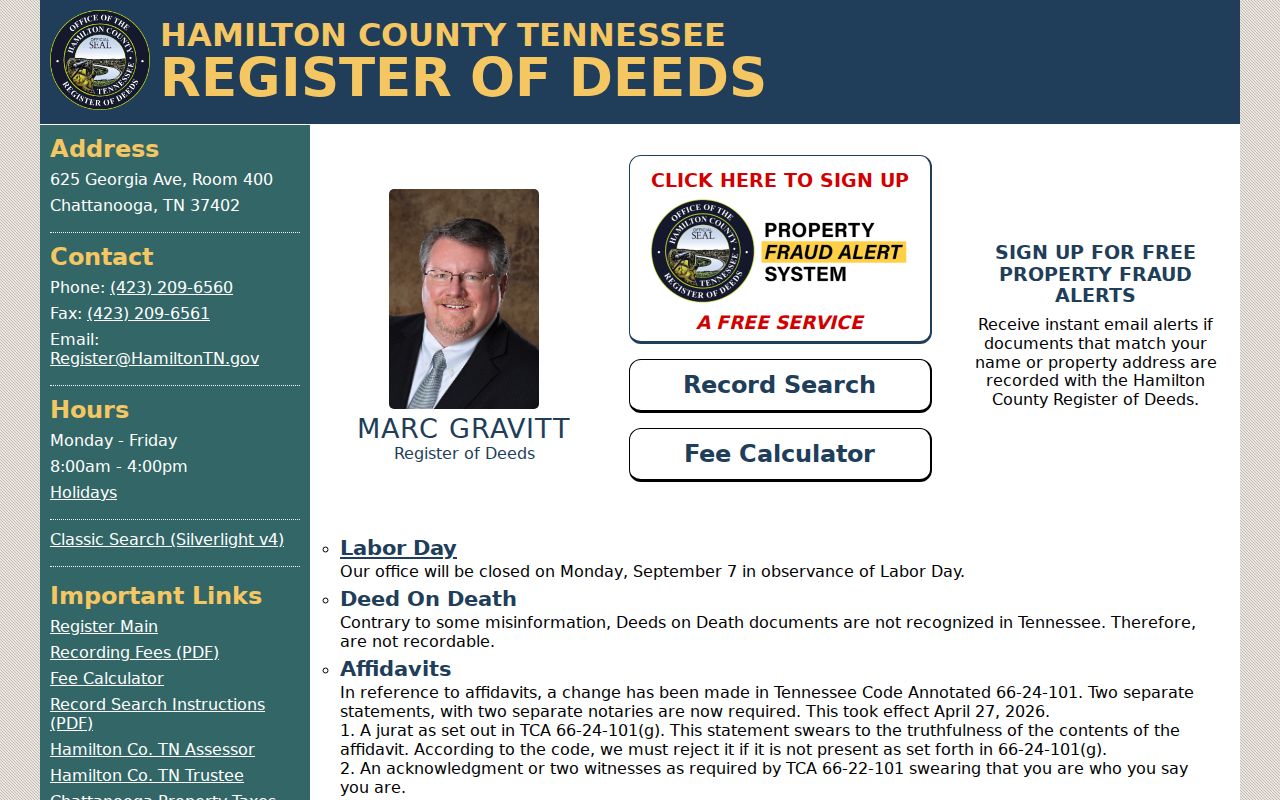 East Ridge public records Hamilton County Register access page