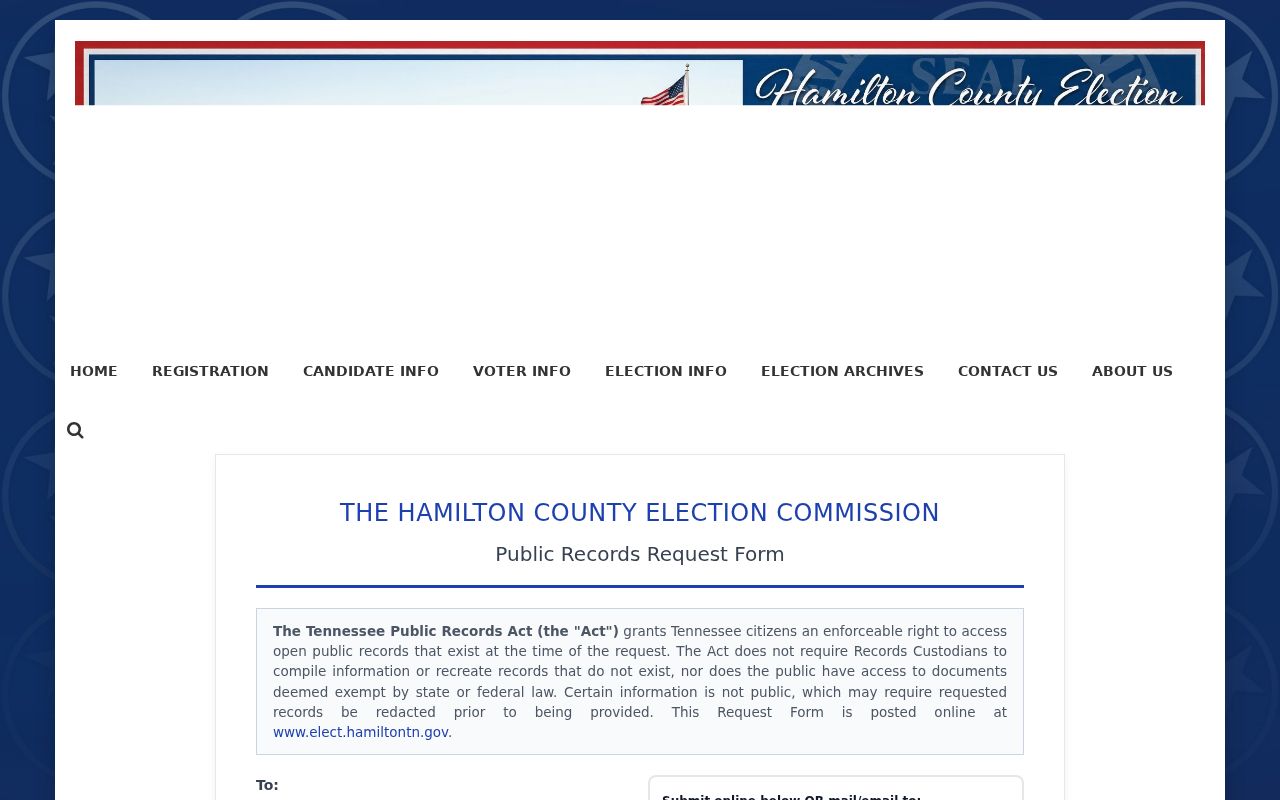 East Ridge voter records request form from Hamilton County