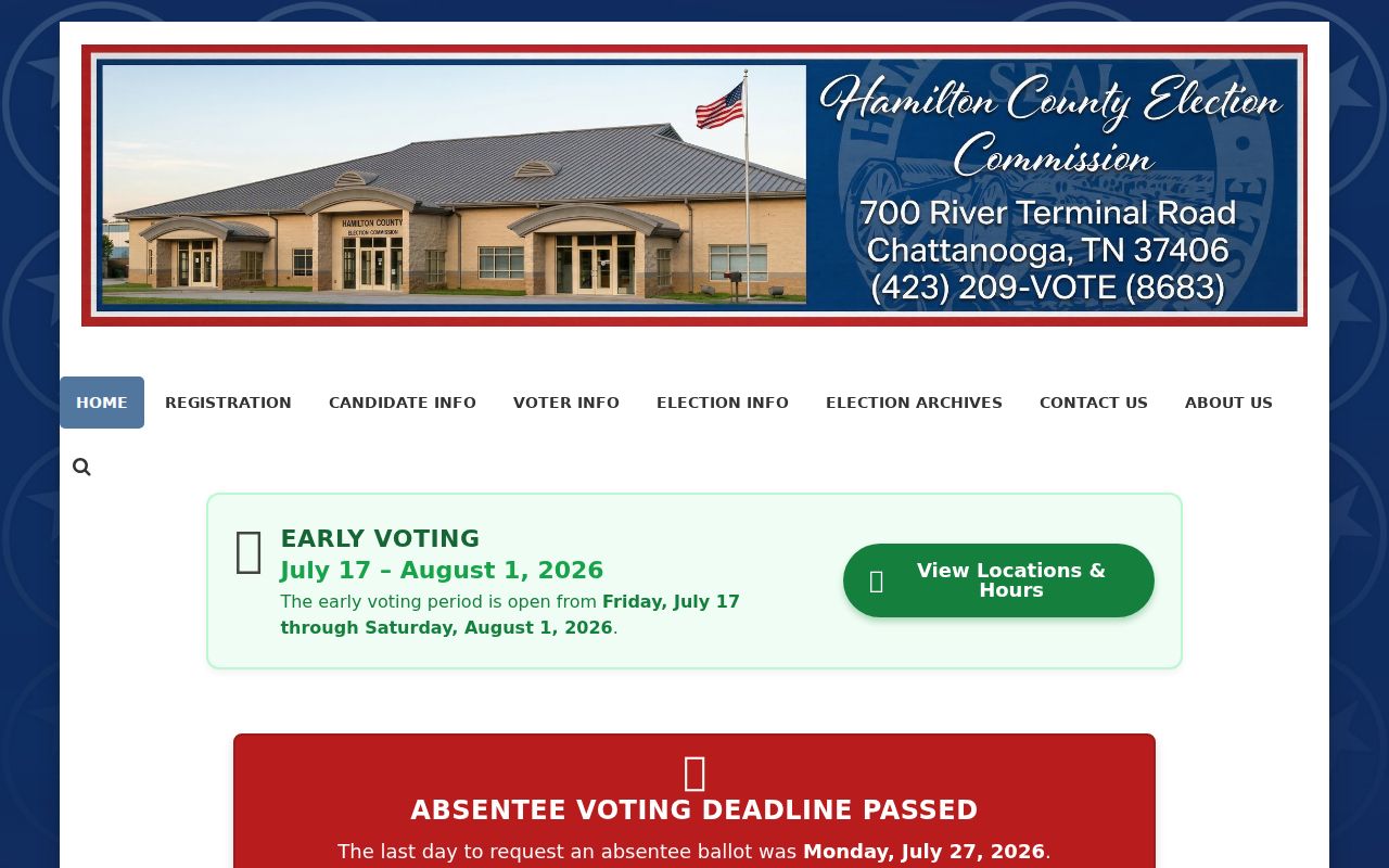 East Ridge voter registration services on the Hamilton County Election Commission page